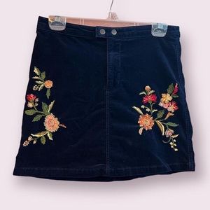 mossimo supply co embroidered flowers corduroy mini skirt